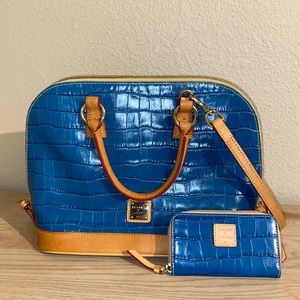 Dooney and Bourke Croco Embossed Zip Satchel